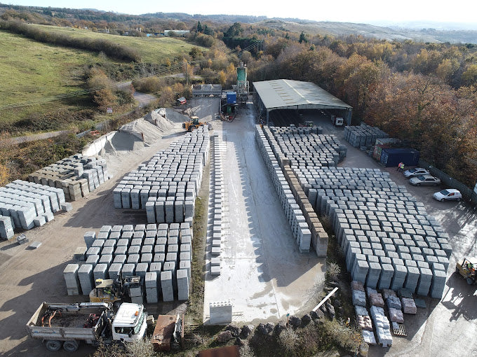 Aerial view of builders yard.