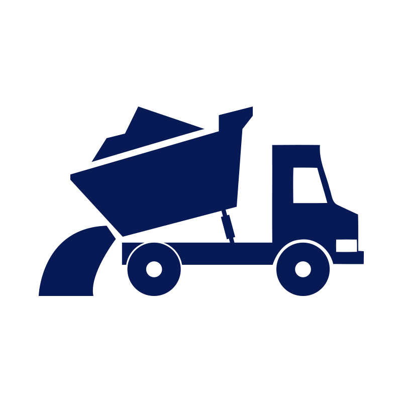 Concrete rubble tipping lorry icon.